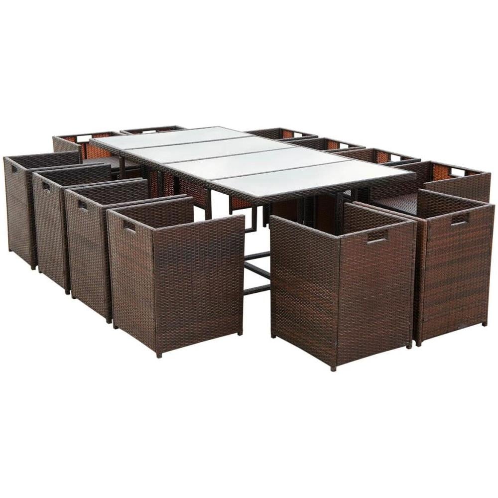 37 Pz Set Mobili Da Giardino In Polirattan Marrone - Foto 2