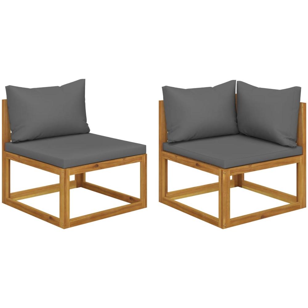 Set Divani da Giardino 2 pz con Cuscini Grigio Scuro in Acacia - Foto 1