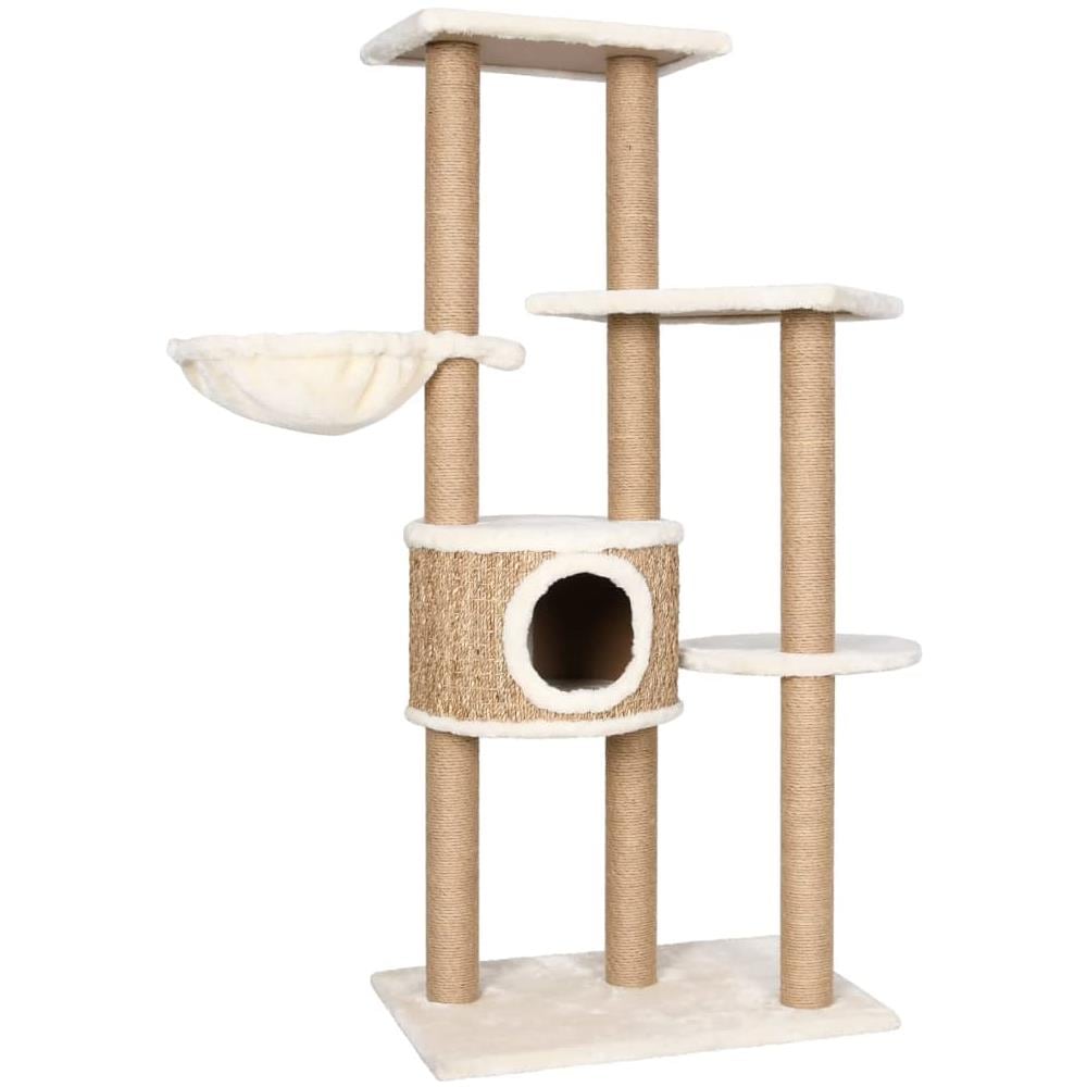 Albero per Gatti con Palo Tiragraffi 126 cm in Giunco - Foto 2