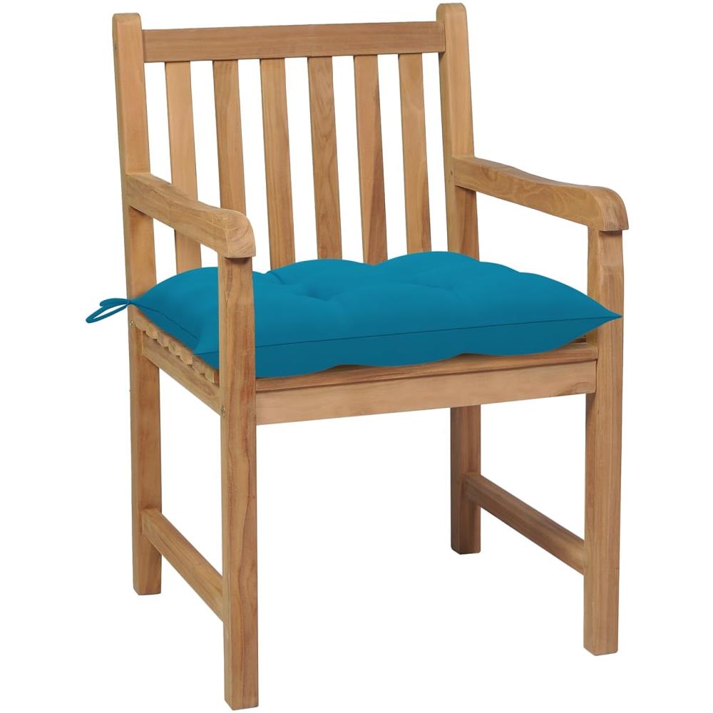 Sedie da Giardino 4 pz con Cuscini Azzurri in Massello di Teak - Foto 2