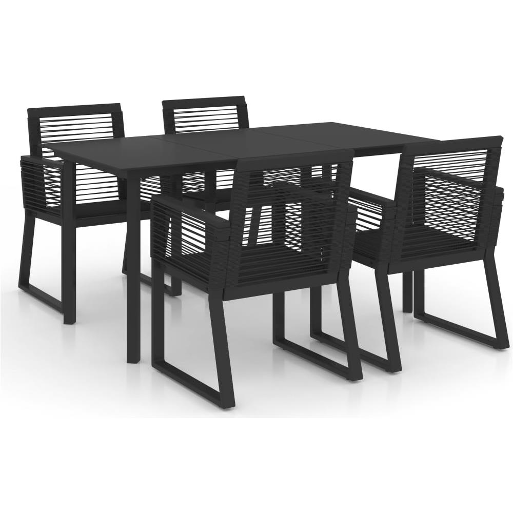 Set da Pranzo da Giardino 5 pz in Rattan PVC Nero - Foto 1