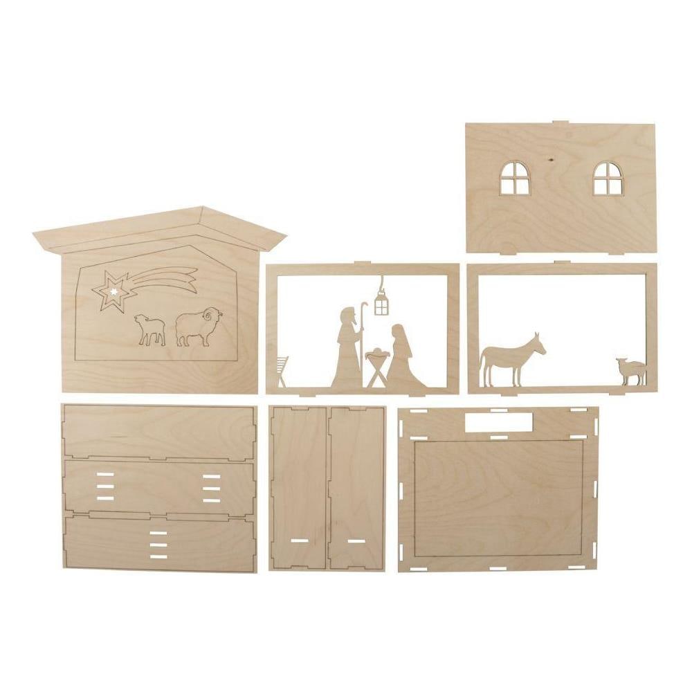 Diy - Presepio In Legno Fai Da Te 24 X 24 X 24 X 6,3 Cm - Foto 1