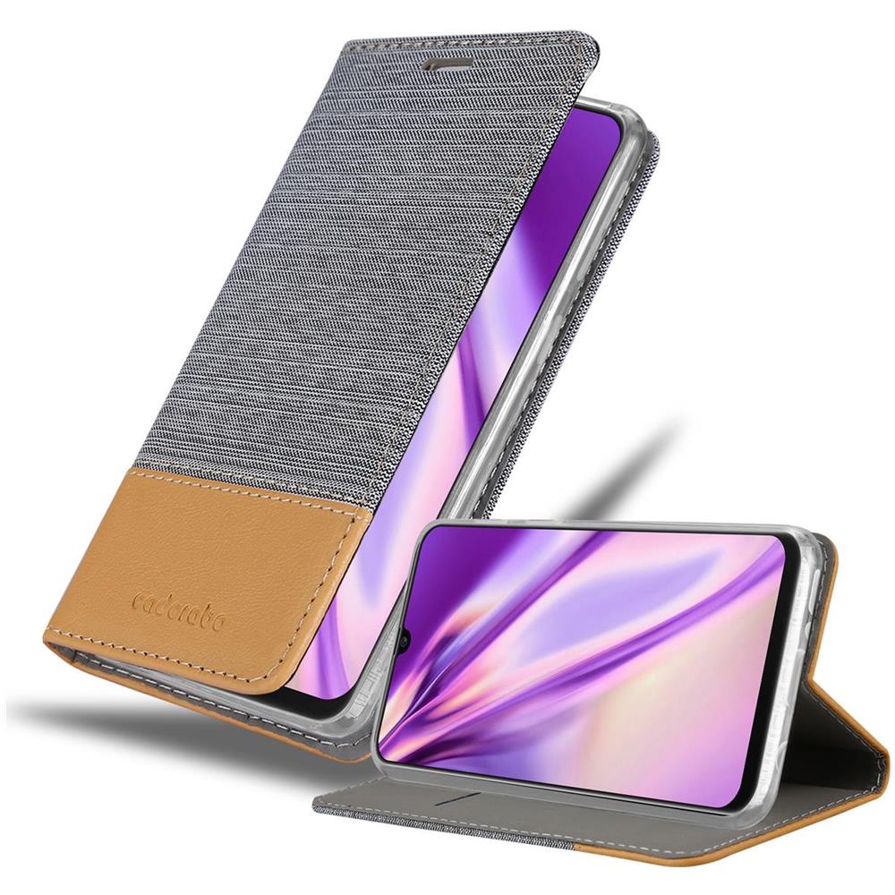 Custodia Compatibile Con Samsung Galaxy M21 In Grigio Chiaro Marrone - Coperchio Protettiva Con Chiusura Magnetica, Funzione Stand E Tasca Per Le Carte - Foto 1