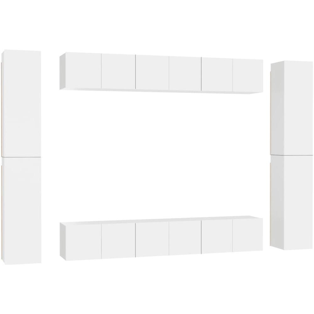 Set Mobili Porta TV 10 pz Bianco in Legno Multistrato - Foto 2