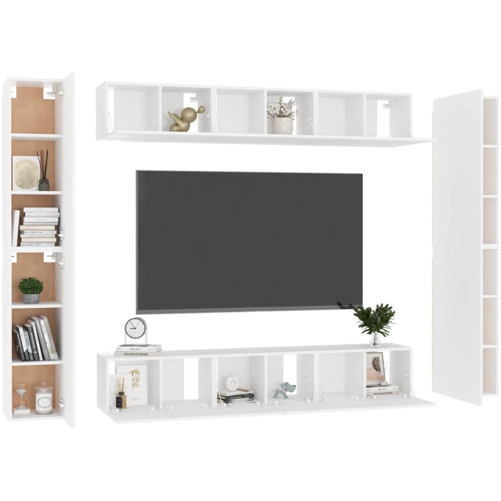 Set Mobili Porta TV 10 pz Bianco in Legno Multistrato - Foto 3