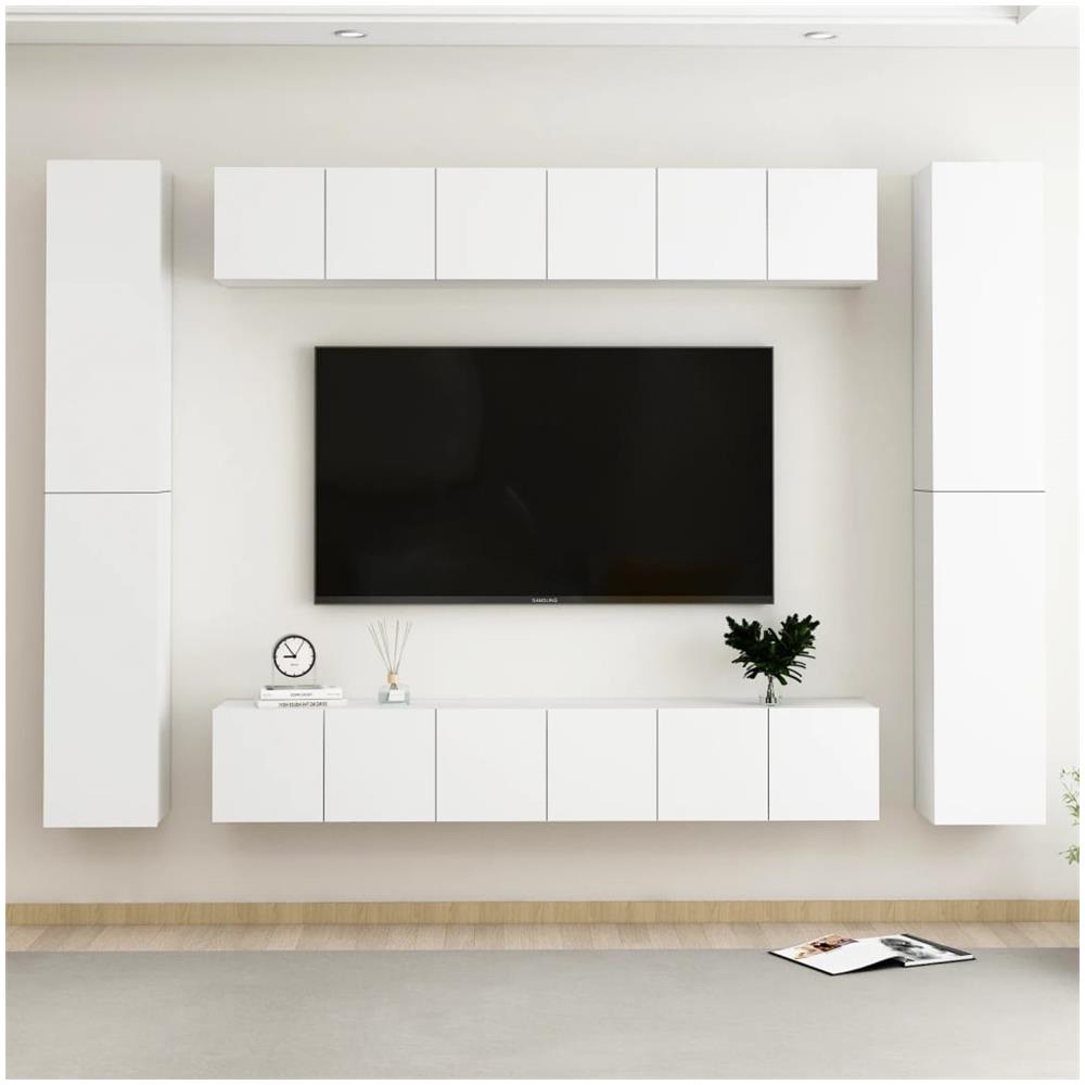 Set Mobili Porta TV 10 pz Bianco in Legno Multistrato - Foto 1