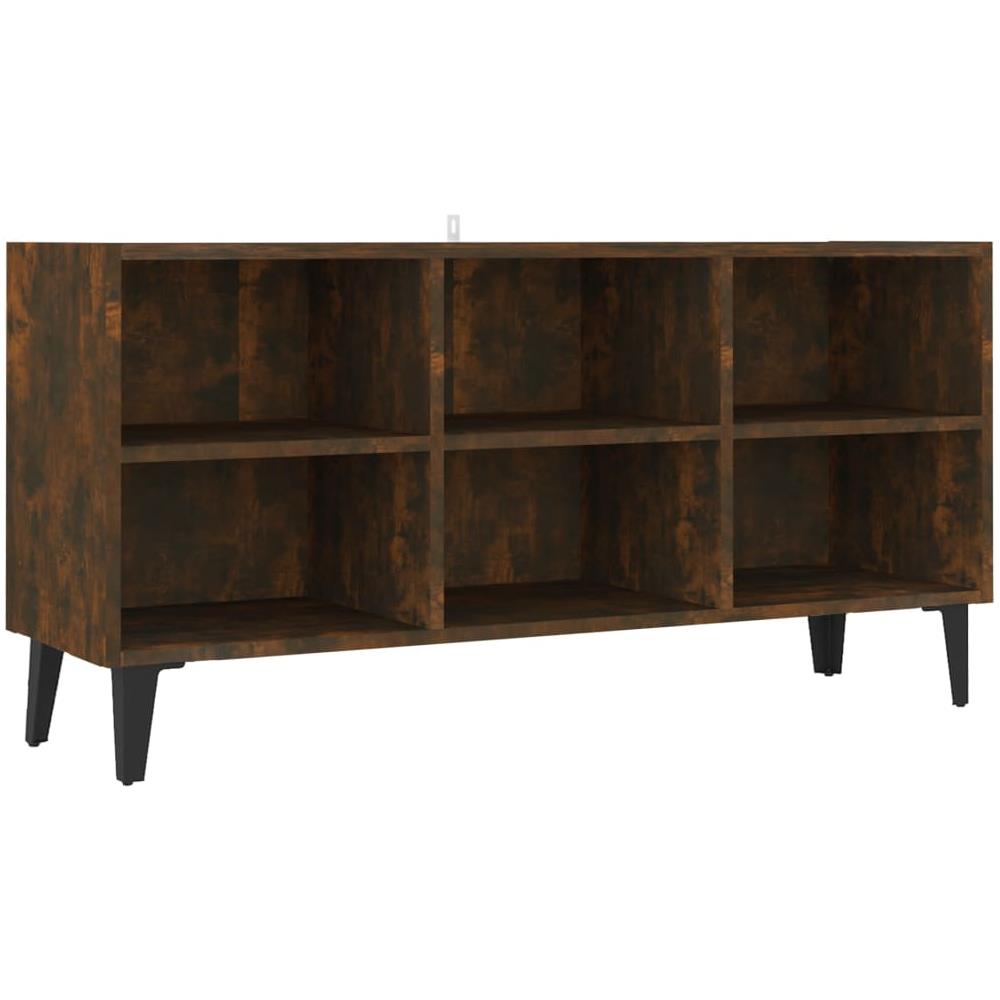 Mobile TV con Gambe in Metallo Rovere Fumo 103,5x30x50 cm - Foto 2