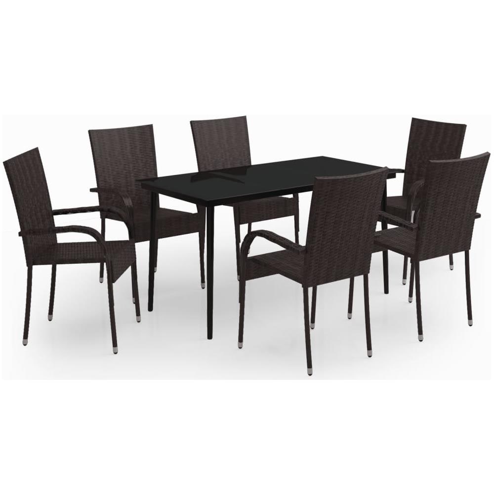 Set Da Pranzo Da Giardino 7 Pz Marrone E Nero - Foto 2