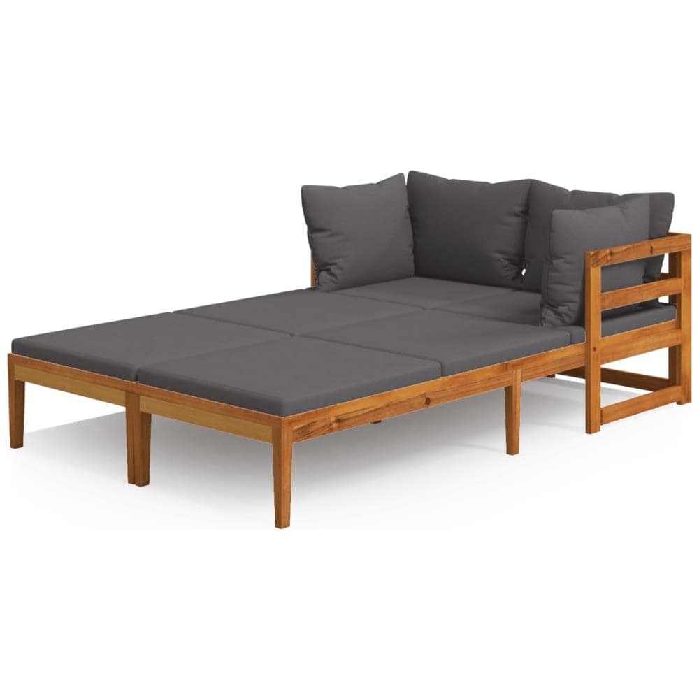 Lettini Prendisole Con Cuscini Grigio Scuro 2 Pz Legno D'acacia - Foto 2
