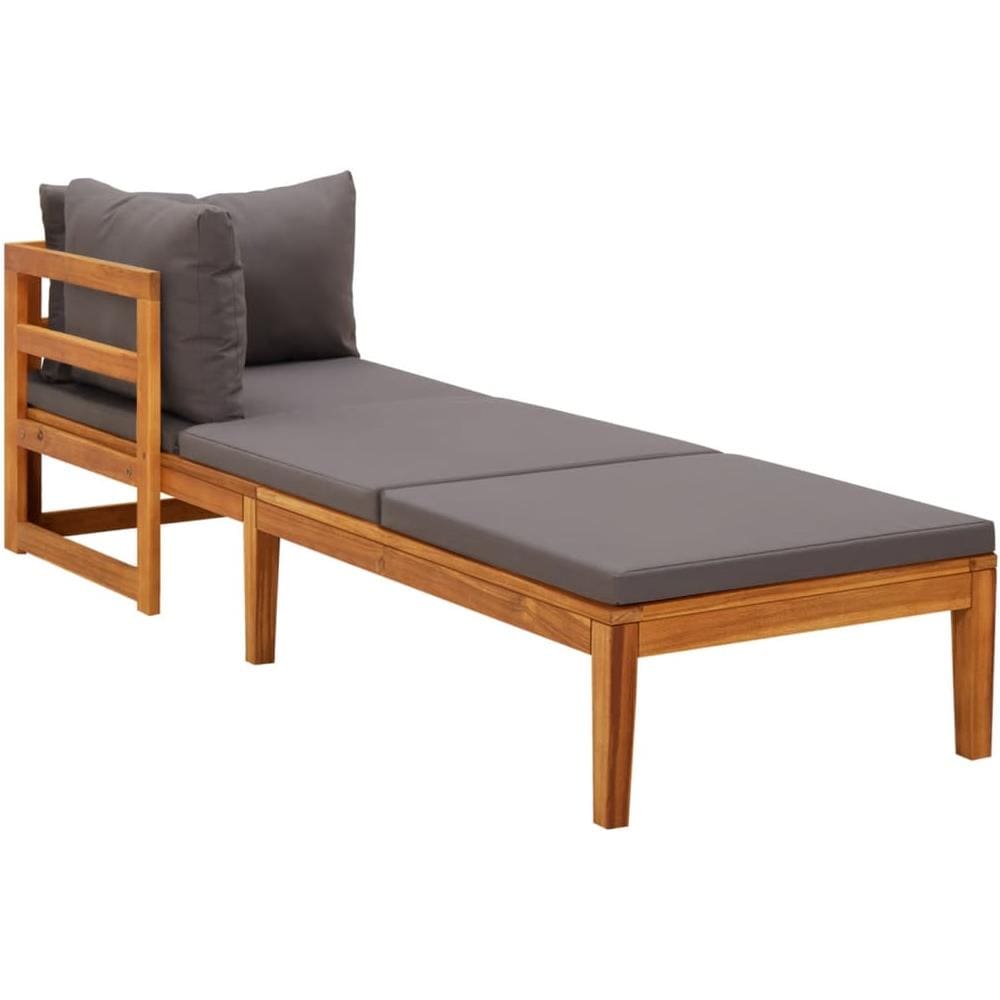 Lettini Prendisole Con Cuscini Grigio Scuro 2 Pz Legno D'acacia - Foto 3