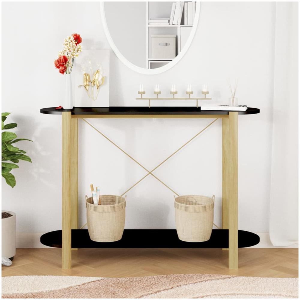 Tavolino Consolle Nero 110x38x75 Cm In Legno Multistrato - Foto 3