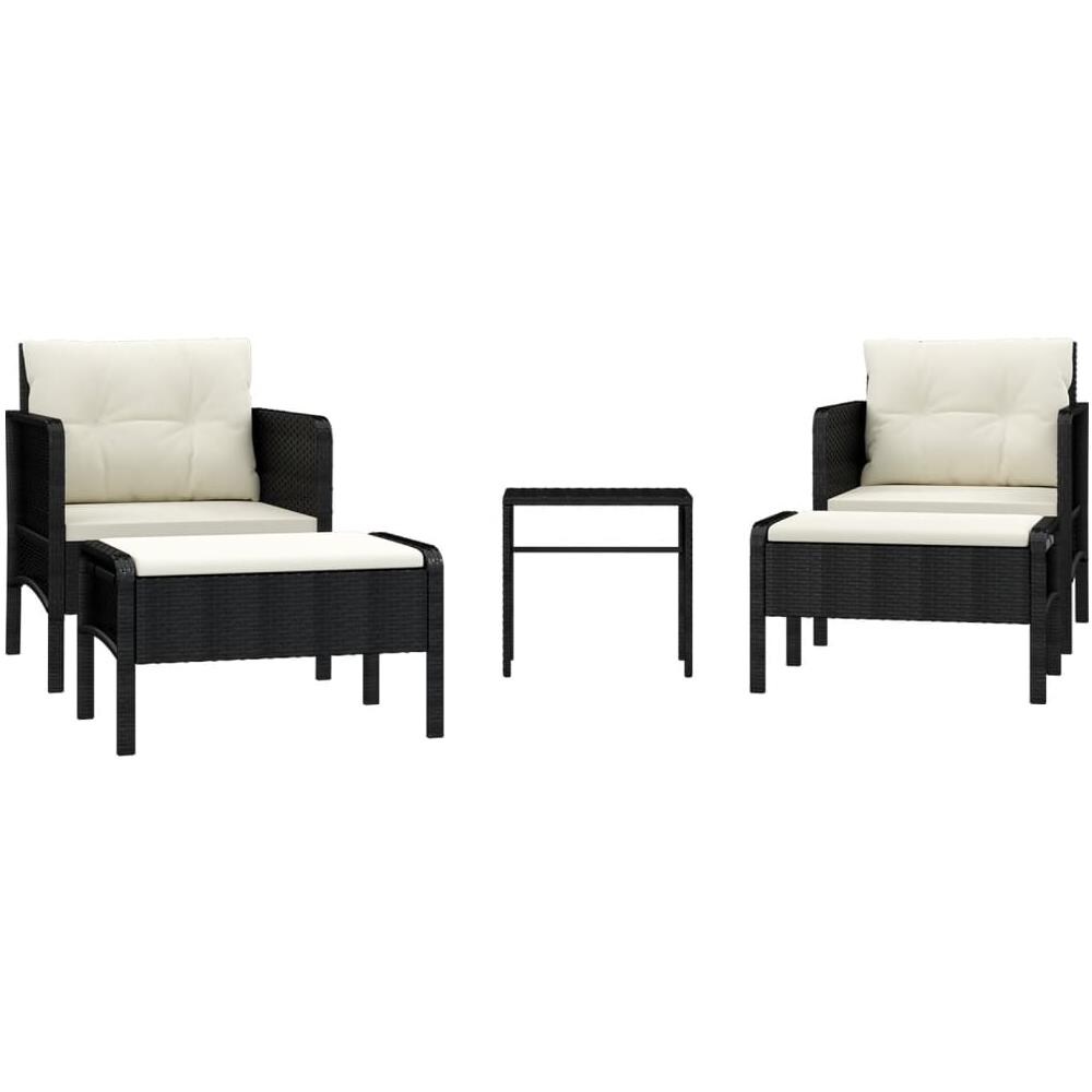 Set Divani Da Giardino 5 Pz Con Cuscini Nero In Polyrattan - Foto 2