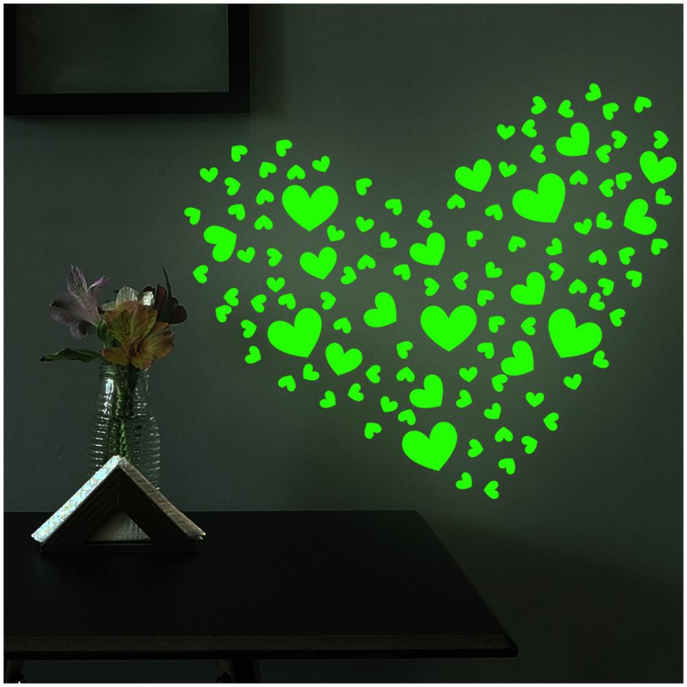 Adesivi Con Cuori Che Si Illuminano Al Buio, 2 Fogli - Foto 1