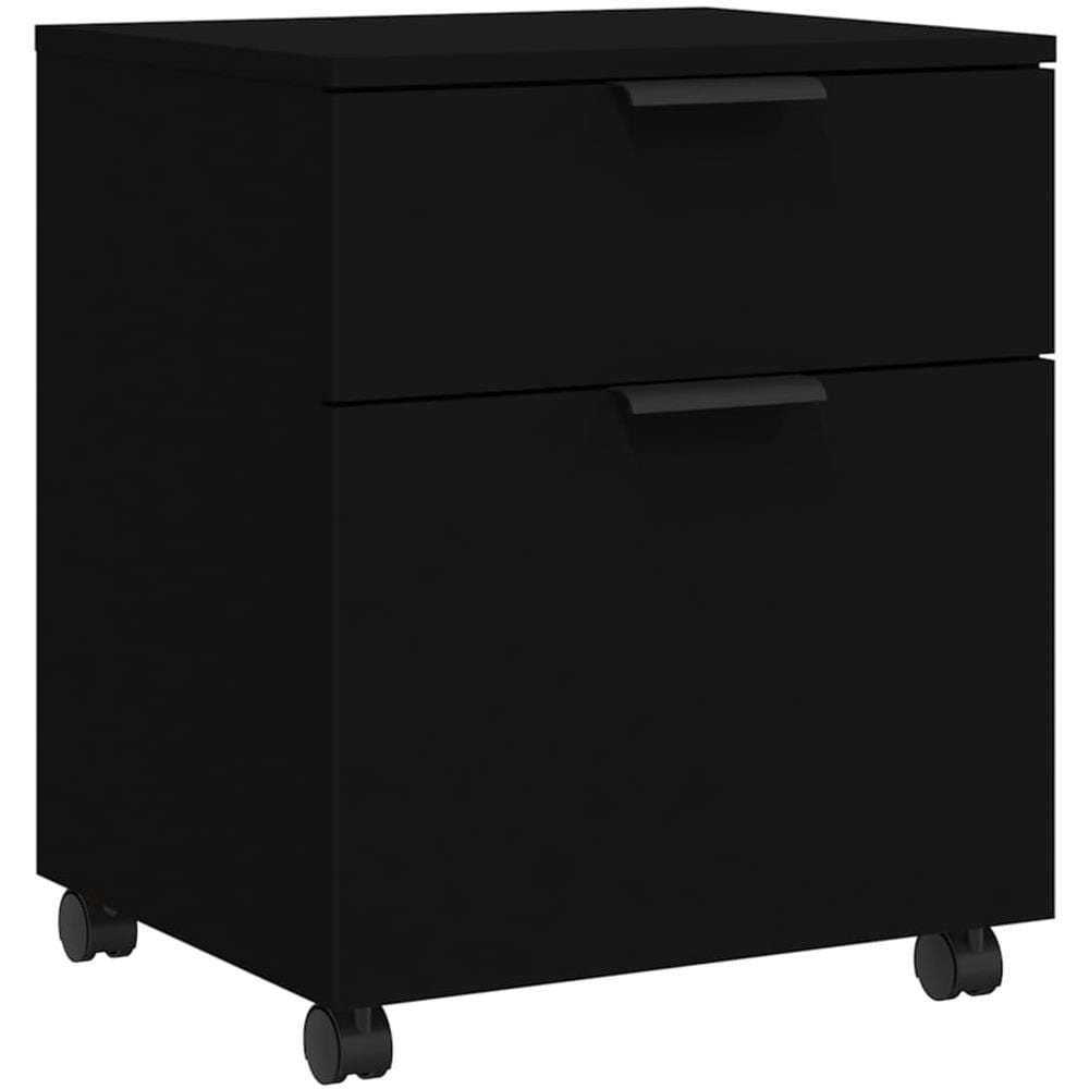 Schedario Con Ruote Nero 45x38x54 Cm In Legno Multistrato - Foto 2