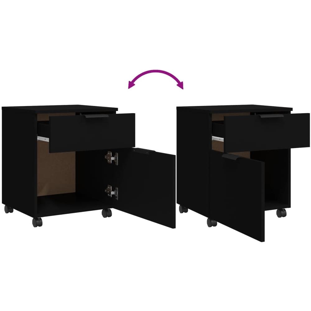 Schedario Con Ruote Nero 45x38x54 Cm In Legno Multistrato - Foto 9