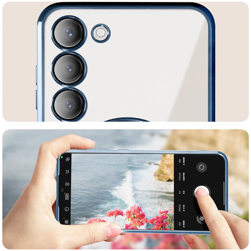 Cover Magsafe Per Samsung S23 Plus Con Protezione Fotocamera Trasparente / Blu - Foto 2