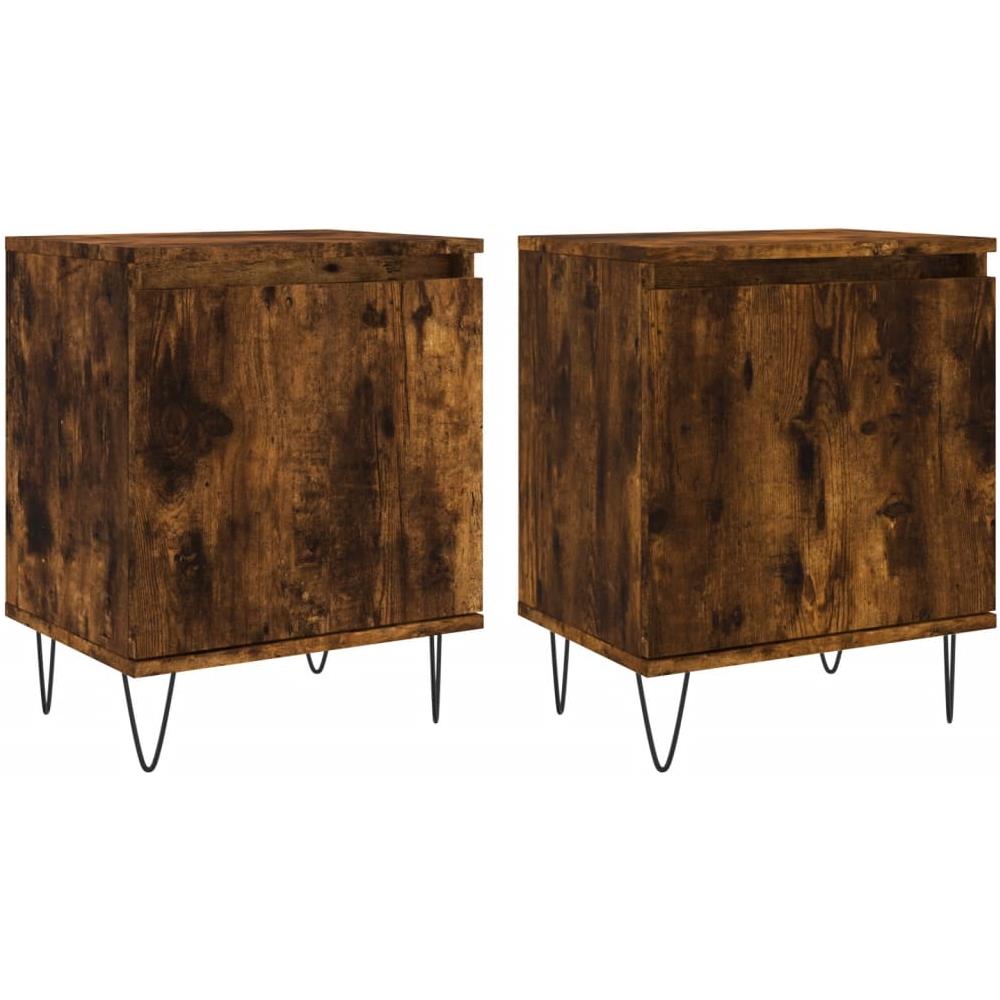 Comodini Rovere Fumo 2 Pz 40x30x50 Cm In Legno Multistrato - Foto 1