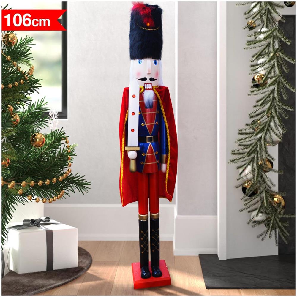 Soldato Schiaccianoci Di Natale In Legno Altezza 106 Cm Decorazioni Natalizie - Foto 1