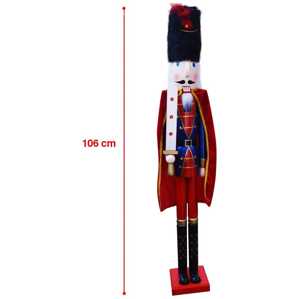 Soldato Schiaccianoci Di Natale In Legno Altezza 106 Cm Decorazioni Natalizie - Foto 2