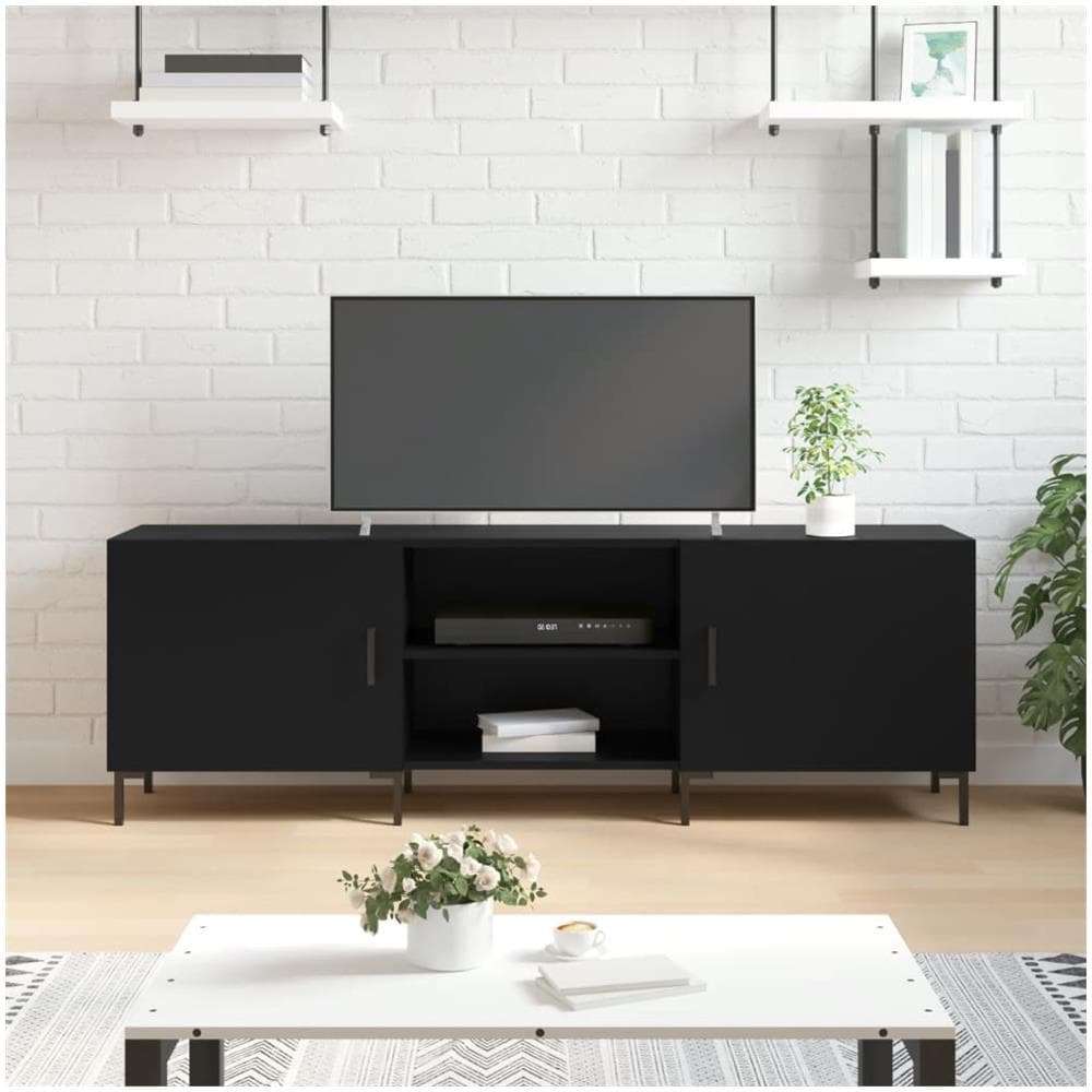 Mobile Porta Tv Nero 150x30x50 Cm In Legno Multistrato - Foto 1