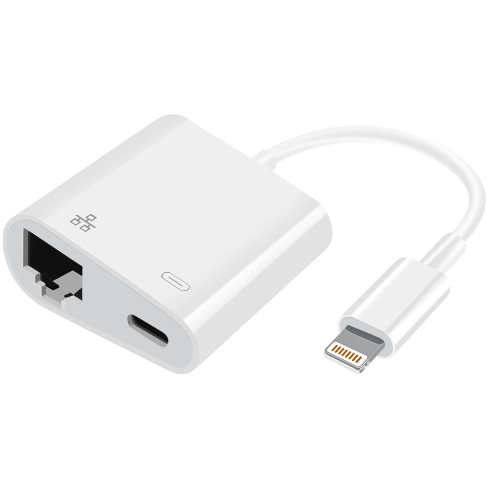 Adattatore Lightning A Ethernet + Lightning Carica E Connessione Internet Bianco - Foto 1
