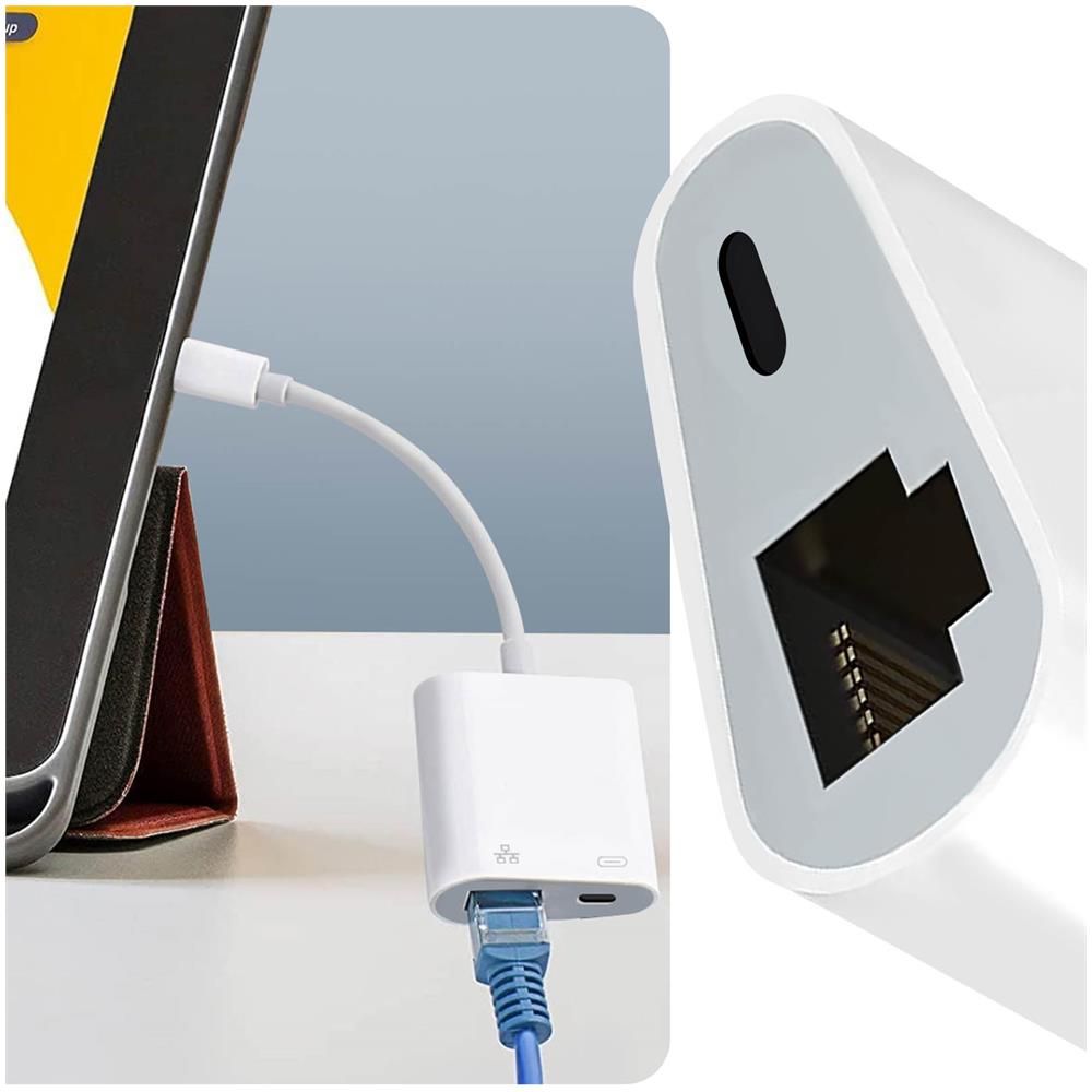 Adattatore Lightning A Ethernet + Lightning Carica E Connessione Internet Bianco - Foto 5