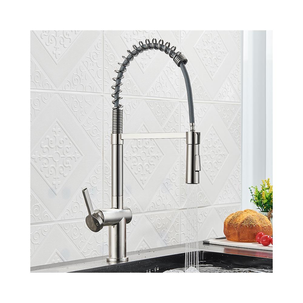 Rubinetto per lavello da cucina, Blackswan, tipo M363, modello nichel opaco, con doccia mobile a 2 modalità, misura 52 cm - Foto 4