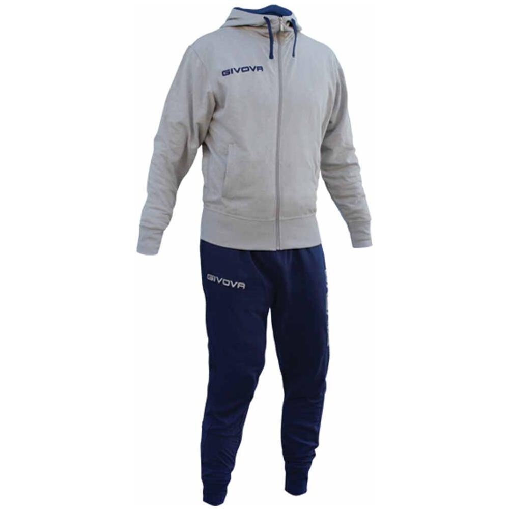 Tuta Poker Givova Completo Di Giacca Con Zip Manica Lunga E Pantalone Colore Grigio / blu Taglia M - Foto 2