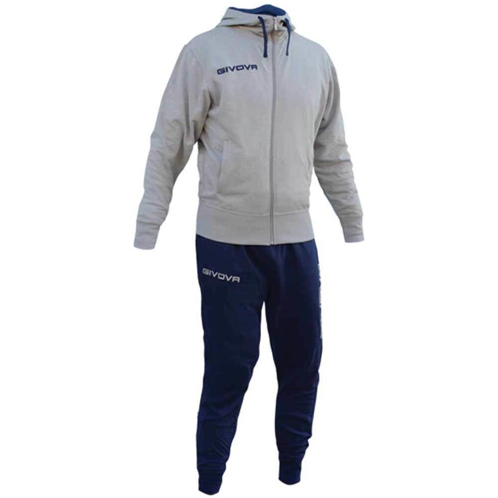 Tuta Poker Givova Completo Di Giacca Con Zip Manica Lunga E Pantalone Colore Grigio / blu Taglia M - Foto 1