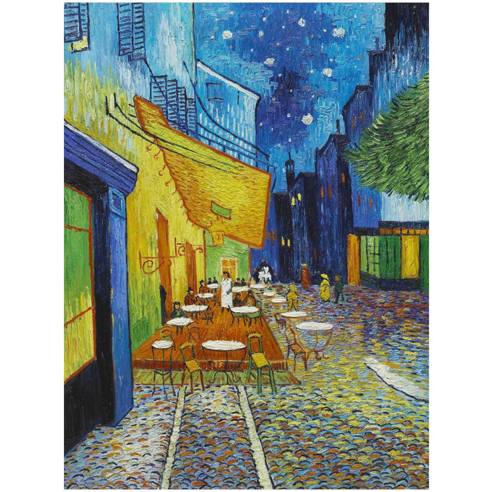 Quadro + Telaio (bc) Vincent Van Gogh 60 X 45 X 1 7 Cm Terrazza Del Caffè La Sera Place Du Forum Arles Falso D' Autore Stampa Su Tela - Foto 1