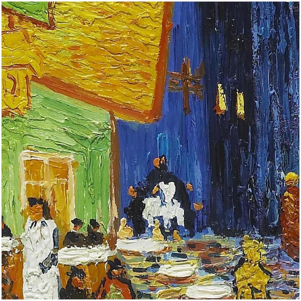 Quadro + Telaio (bc) Vincent Van Gogh 60 X 45 X 1 7 Cm Terrazza Del Caffè La Sera Place Du Forum Arles Falso D' Autore Stampa Su Tela - Foto 3