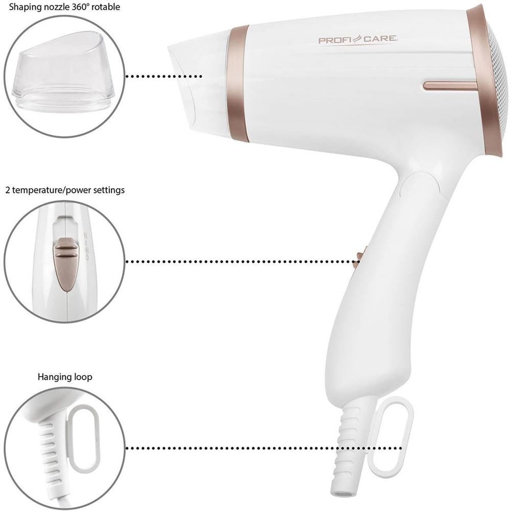 Asciugacapelli Professionale Ioni Con Difusore Concentratore 1400w Proficare Ht 3009 - Foto 2