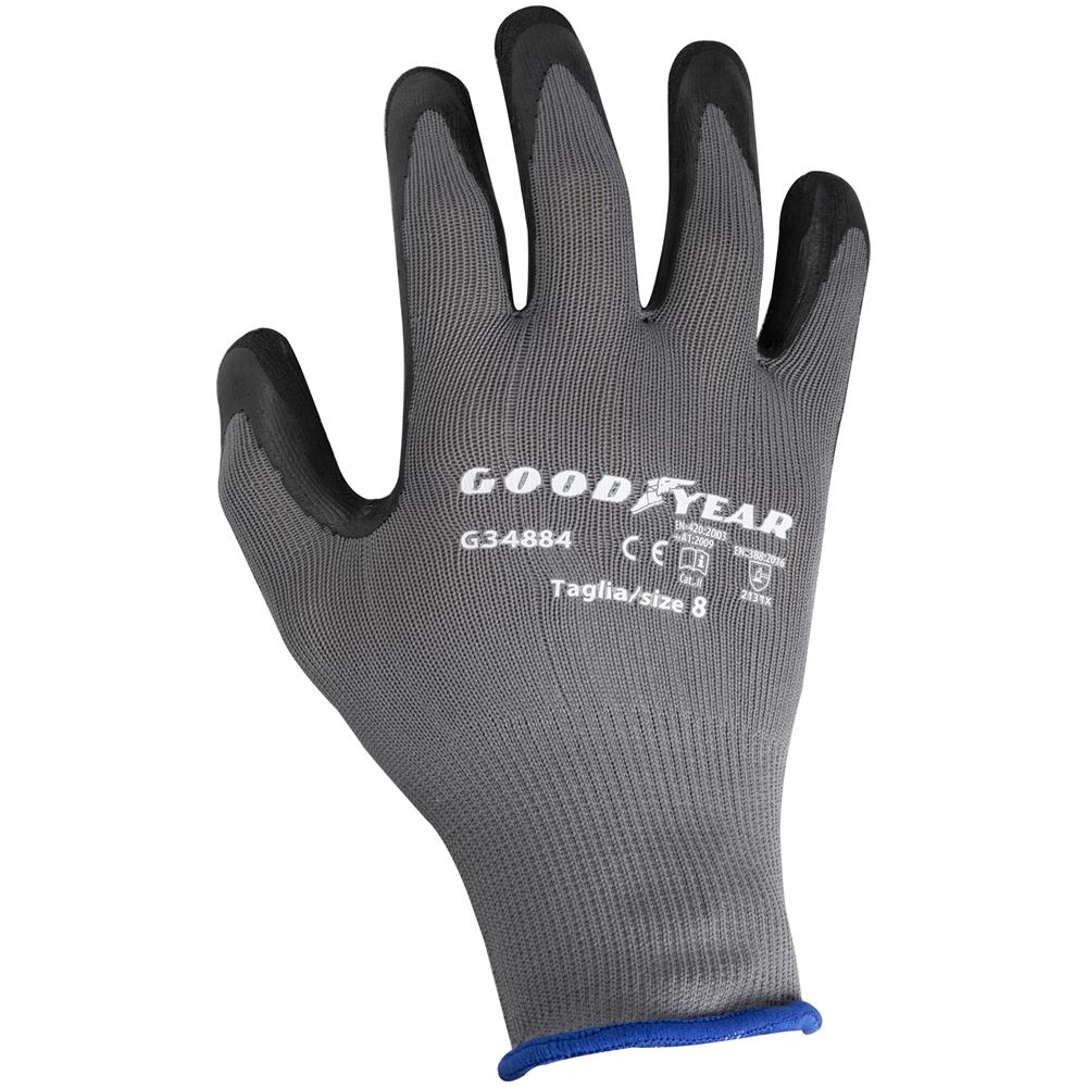Guanti In Nylon E Schiuma Di Lattice Mod. g34884 Taglia 8 Nero / grigio Lavoro - Foto 1