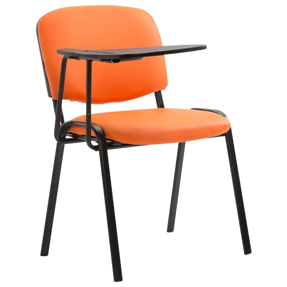 Sedia Visitatore Ken con Tavolino Richiudibile E Seduta in Similpelle I Sedia Ospite Imbottita Riunioni E Conferenze con Telaio in Metallo Arancione - Foto 1