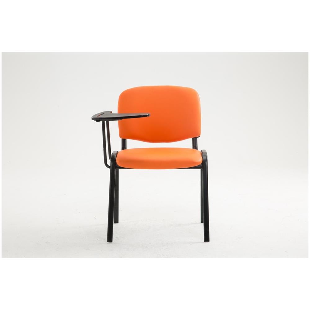 Sedia Visitatore Ken con Tavolino Richiudibile E Seduta in Similpelle I Sedia Ospite Imbottita Riunioni E Conferenze con Telaio in Metallo Arancione - Foto 2