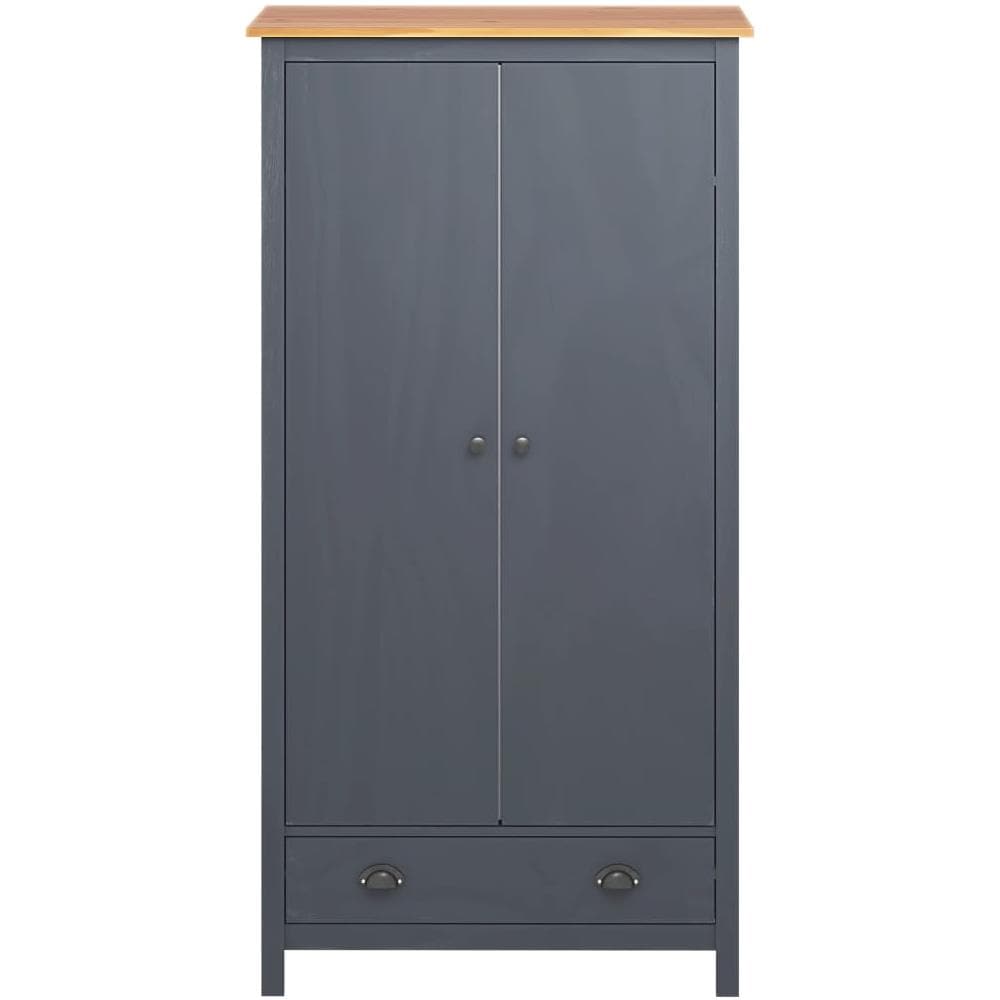 Armadio a 2 Ante Hill Grigio 89x50x170 cm in Legno di Pino - Foto 8