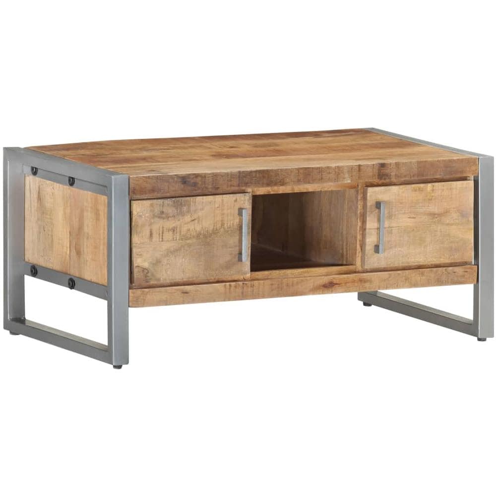Tavolino Da Salotto 95x50x40 Cm In Legno Di Mango Grezzo - Foto 8