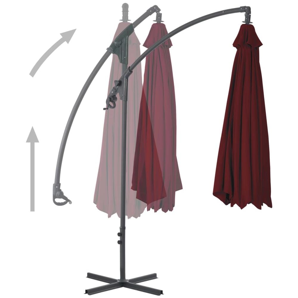 Ombrellone A Sbalzo Con Palo In Acciaio 250x250 Cm Rosso Vino - Foto 2