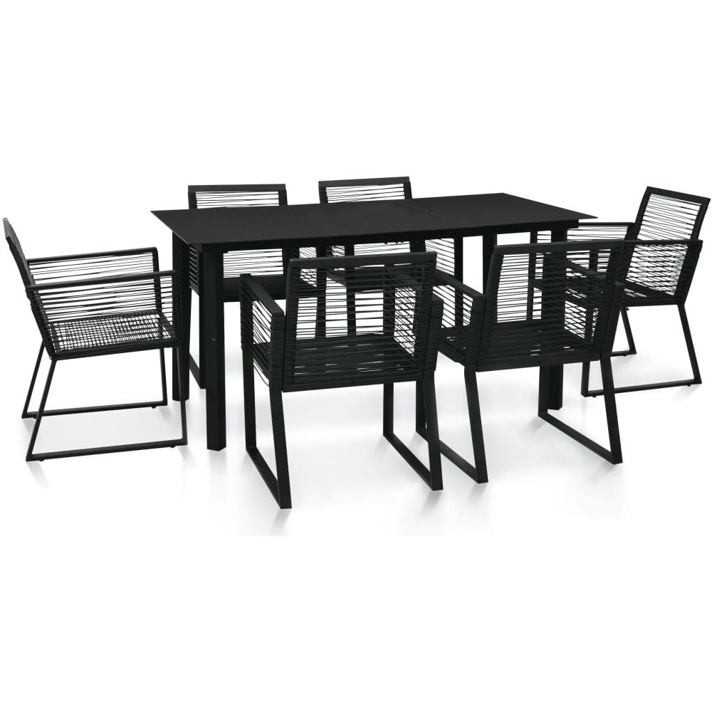 Set da Pranzo da Giardino 7 pz in Rattan PVC Nero - Foto 1