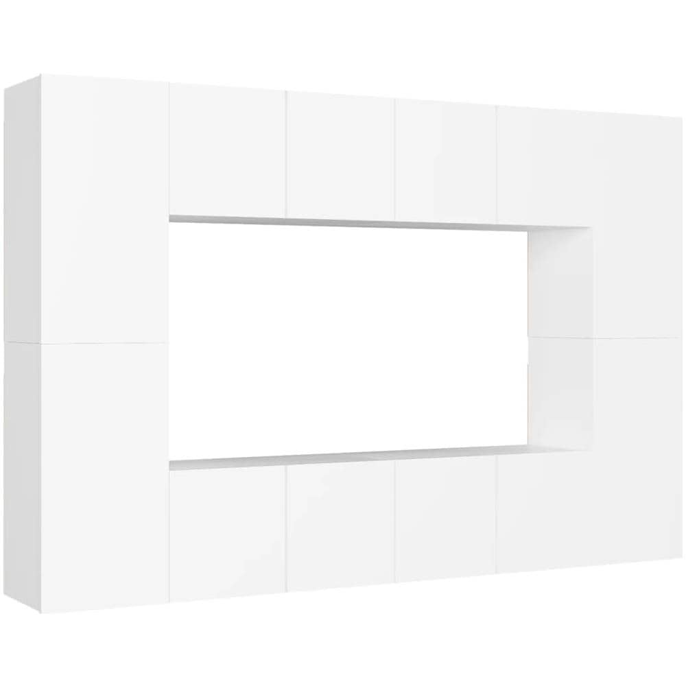 Set Mobili Porta TV 8 pz Bianco in Legno Multistrato - Foto 1