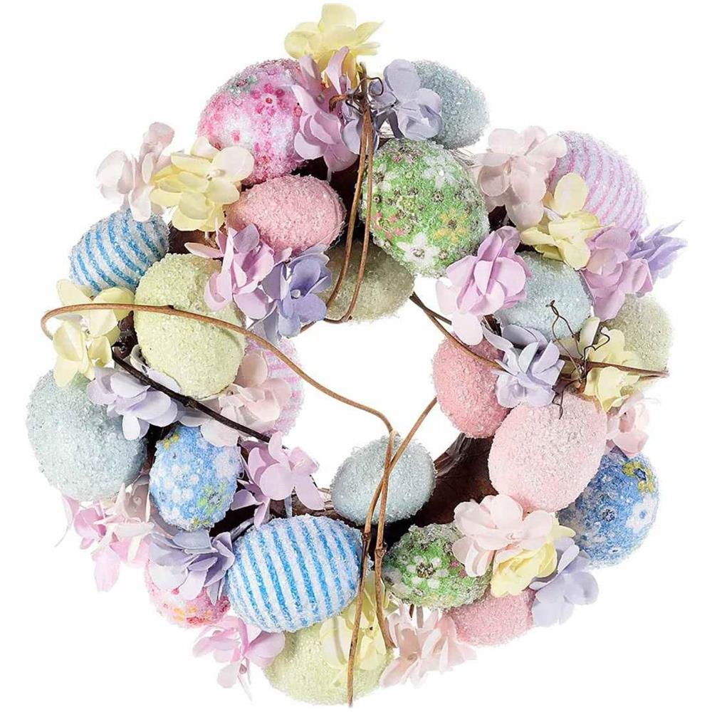 Ghirlanda Pasquale Da Appendere Con Uova E Fiori Diametro 25 Centimetri - Foto 1