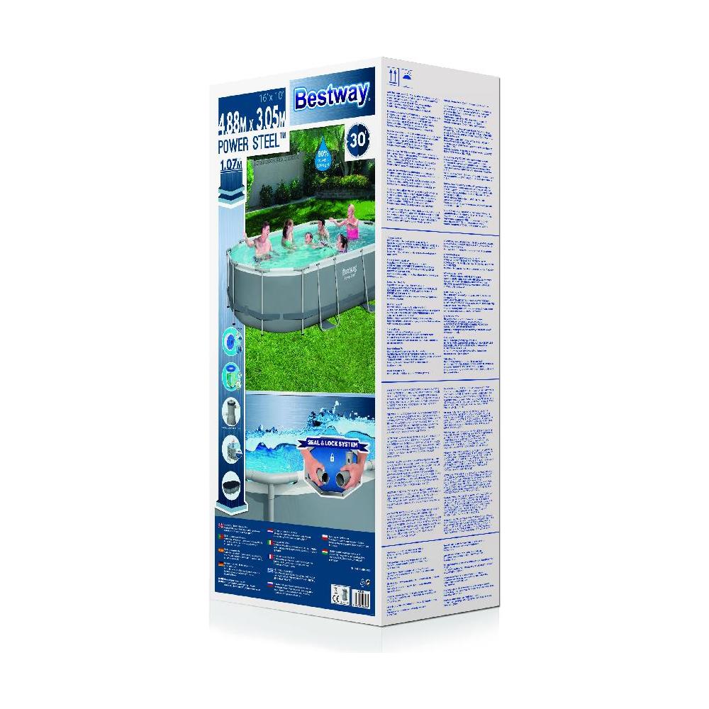 Power Steel 56448 piscina fuori terra Piscina con bordi Piscina ovale 10949 L Blu, Grigio - Foto 18