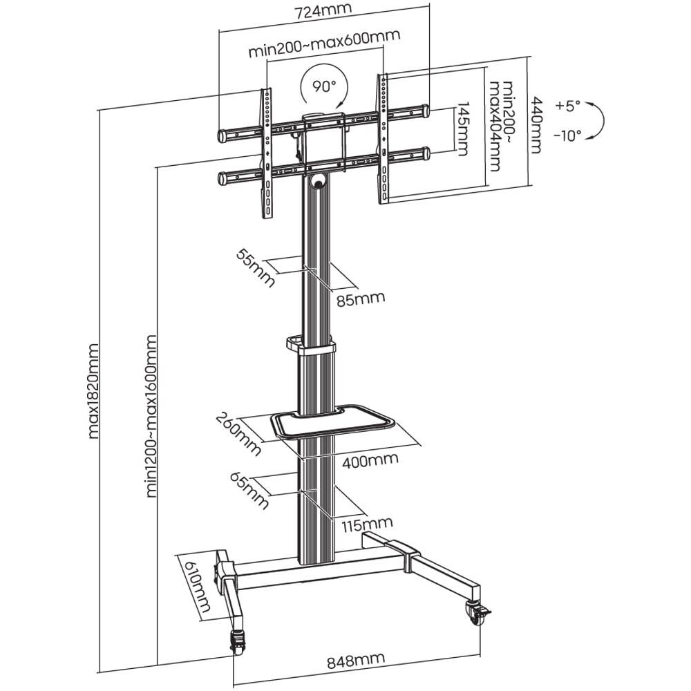 Supporto A Pavimento Con Mensola Trolley Tv Lcd /led 37-86'' - Foto 2