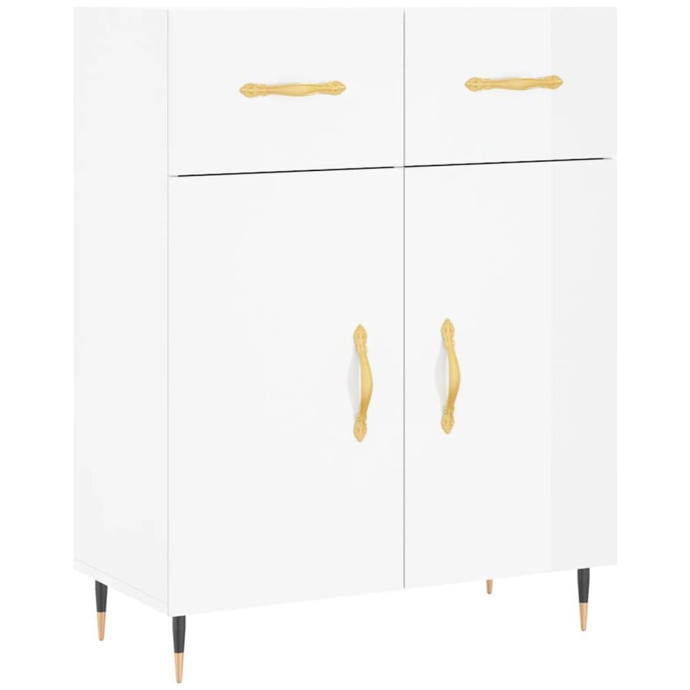 Credenza 69,5x34x90 Cm In Legno Multistrato Bianco Lucido - Foto 2