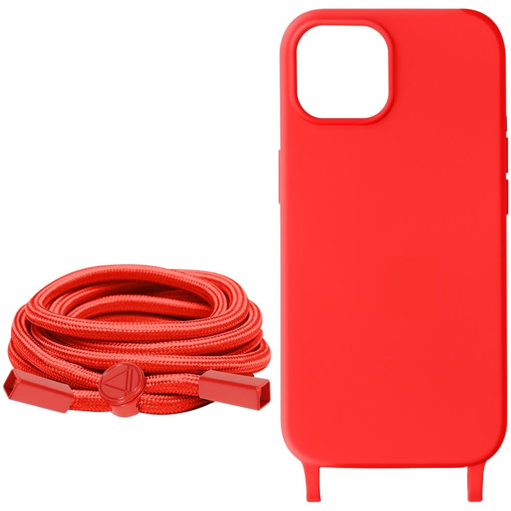 Cover Semirigida Per Iphone 15 Cordino Nylon Intrecciato Serie Corda Rossa - Foto 2