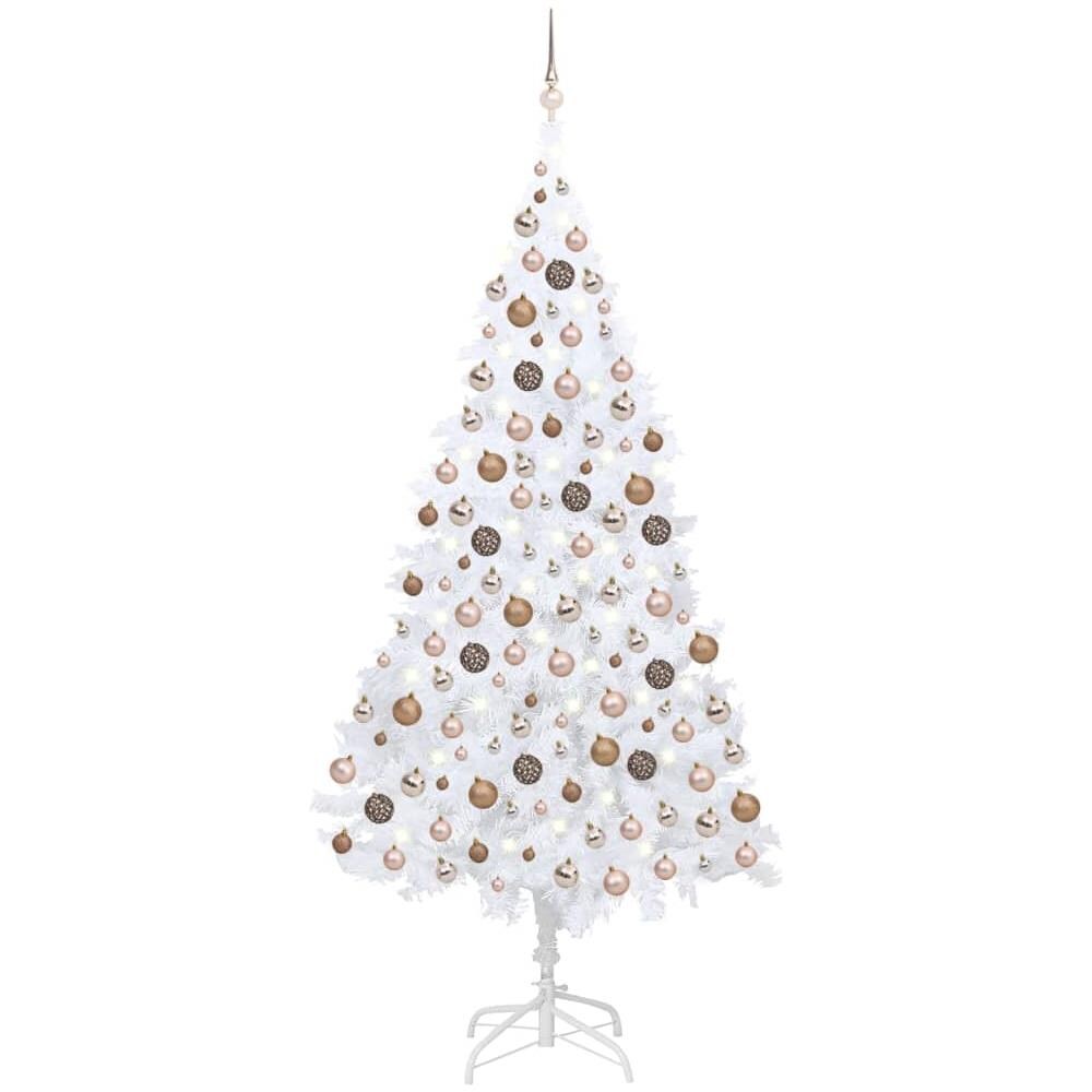 Albero Di Natale Preilluminato Con Palline Bianco 240 Cm Pvc - Foto 1