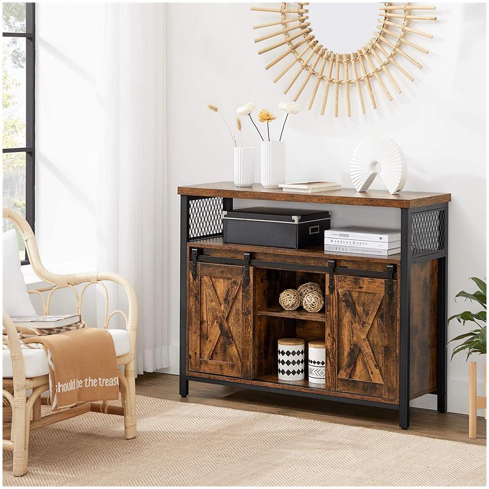 Cassettiera con ante scorrevoli in acciaio marrone rustico - Foto 2