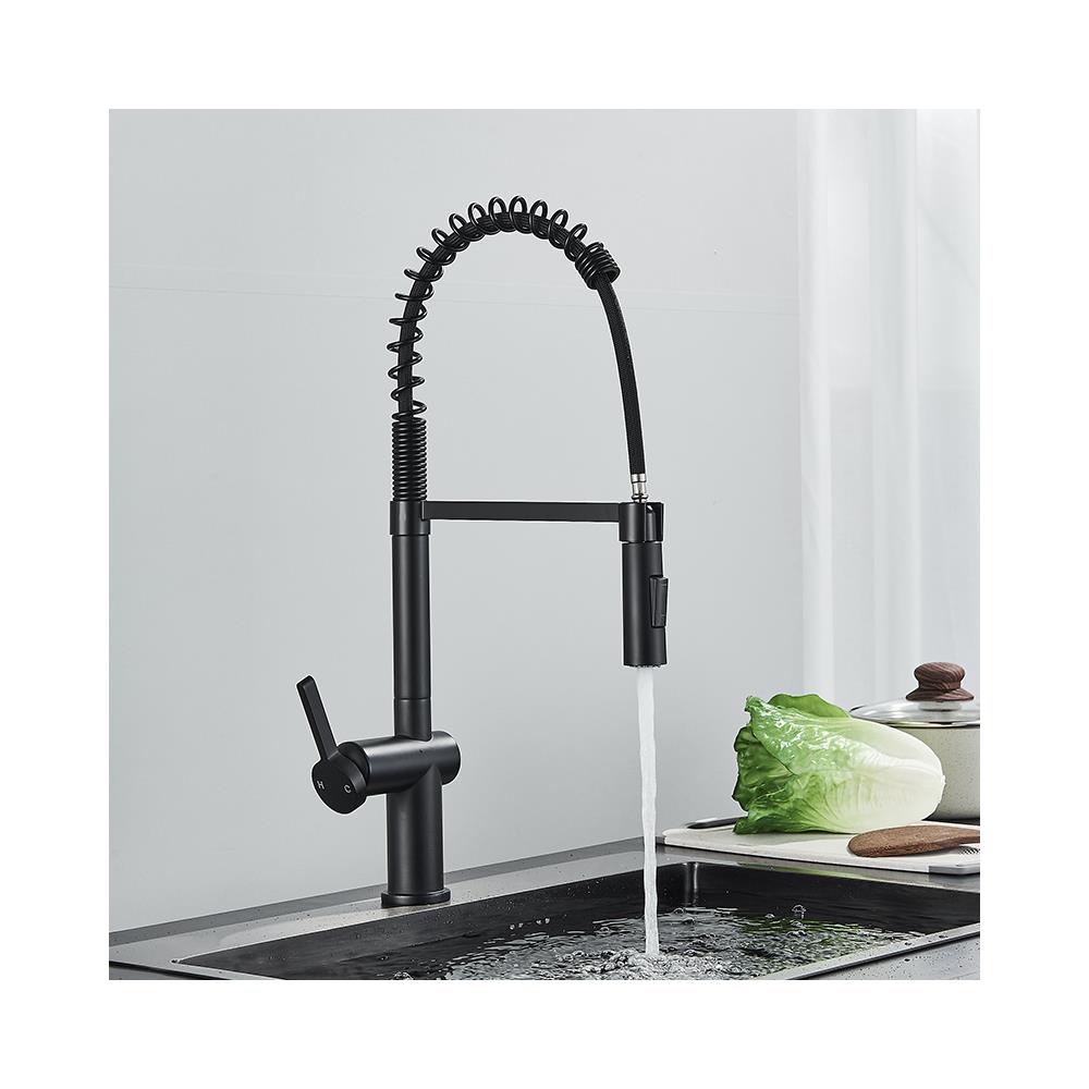 Rubinetto per lavello da cucina, Blackswan, tipo M361, modello nero opaco, con doccia mobile a 2 modalità, misura 52 cm - Foto 4