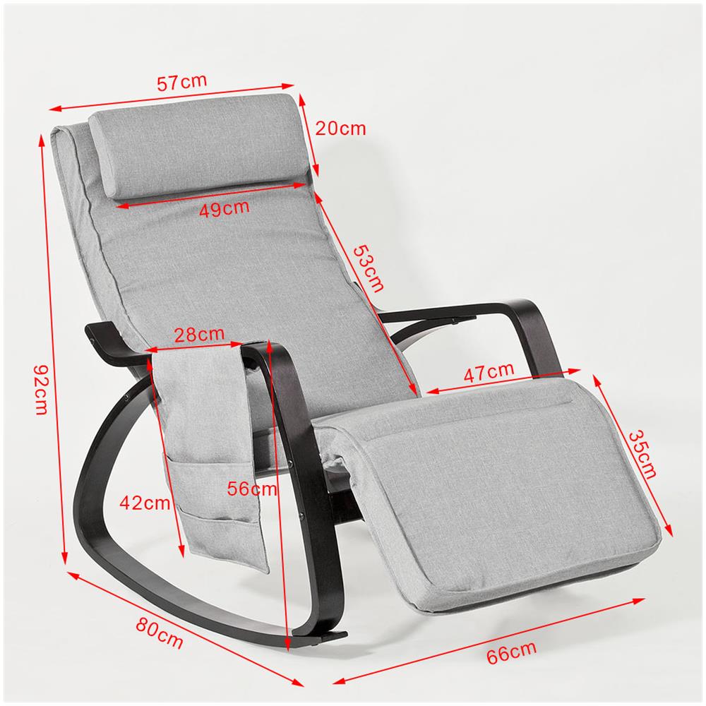 Anti-scivolo, poltrona A Dondolo, poltrona Relax, sedia Sdraio, con Organizer Da Appendere, grigio, Fst20-hg, It - Foto 2