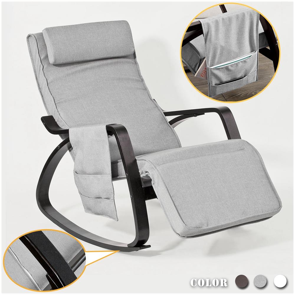 Anti-scivolo, poltrona A Dondolo, poltrona Relax, sedia Sdraio, con Organizer Da Appendere, grigio, Fst20-hg, It - Foto 13